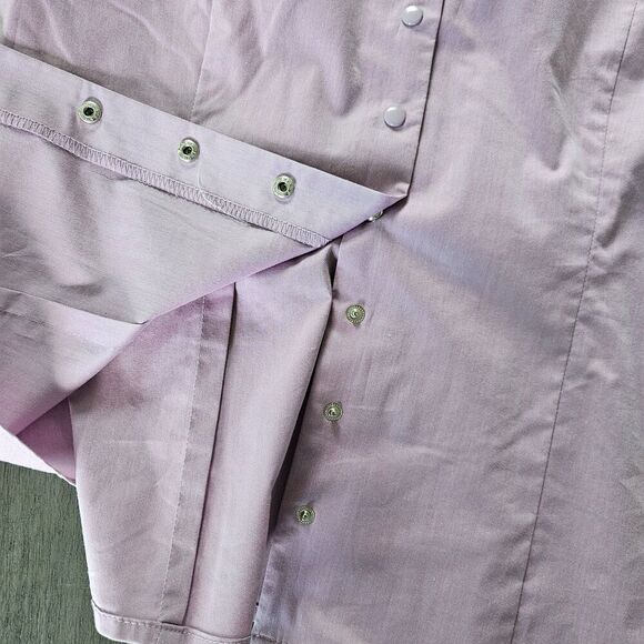 Worthington Lavender Lilac Short Sleeve Snap Up Shirt Blouse Collared SZ M NEW - Picture 9 of 9